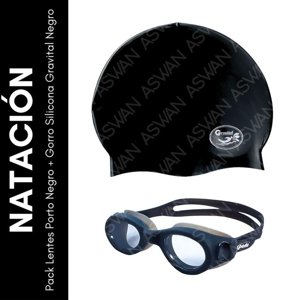 Pack Lentes Porto Celeste + Gorro Silicona Gravital Negro