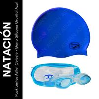 Pack Lentes Astlet Celeste + Gorro Silicona Gravital Azul