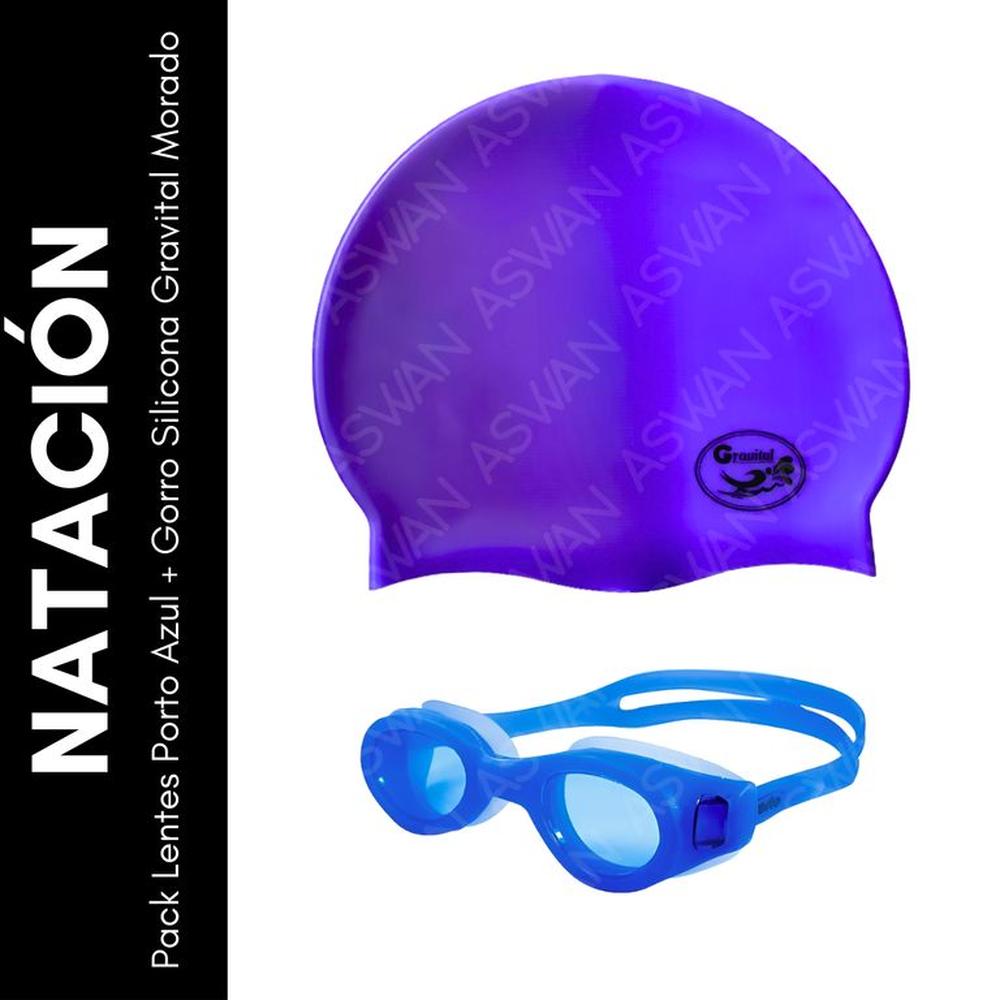 Pack Lentes Porto Azul + Gorro Silicona Gravital Morado