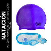 Pack Lentes Astlet Celeste + Gorro Silicona Gravital Morado