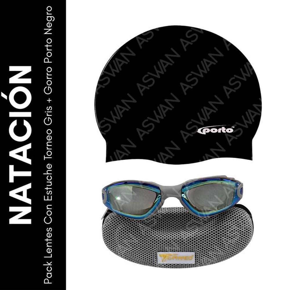 Pack Lentes Con Estuche Torneo Gris + Gorro Porto Negro