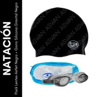 Pack Lentes Astlet Negro + Gorro Silicona Gravital Negro