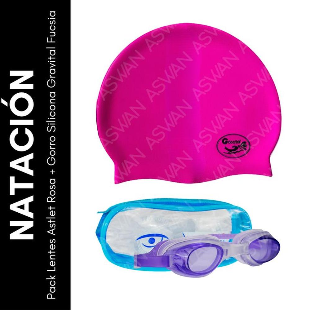 Pack Lentes Astlet Lila + Gorro Silicona Gravital Fucsia