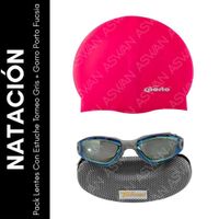 Pack Lentes Con Estuche Torneo Gris + Gorro Porto Fucsia