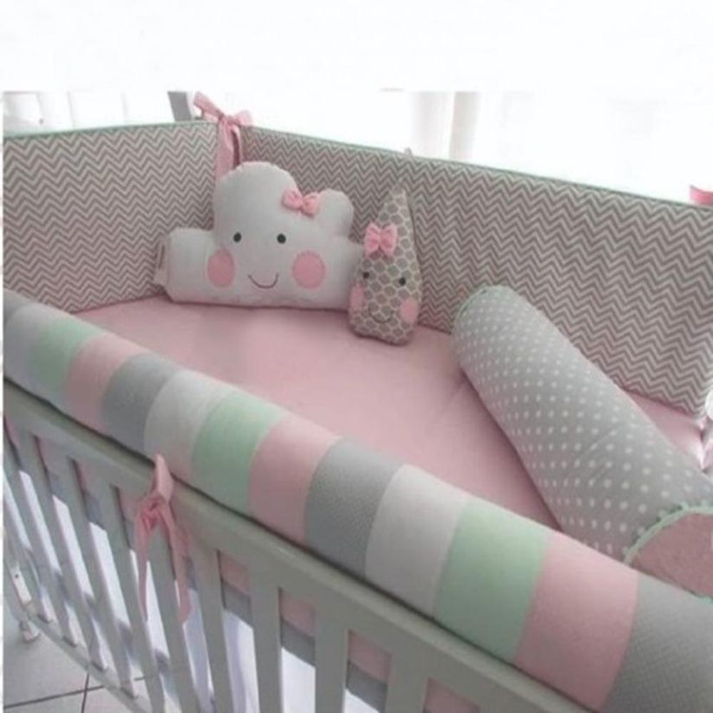 Set De Cuna  -  Diseño Zig Zag  mixto Rosado