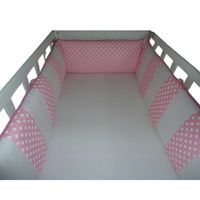 Protector Lateral Parachoques de cuna diseño rosado y blanco