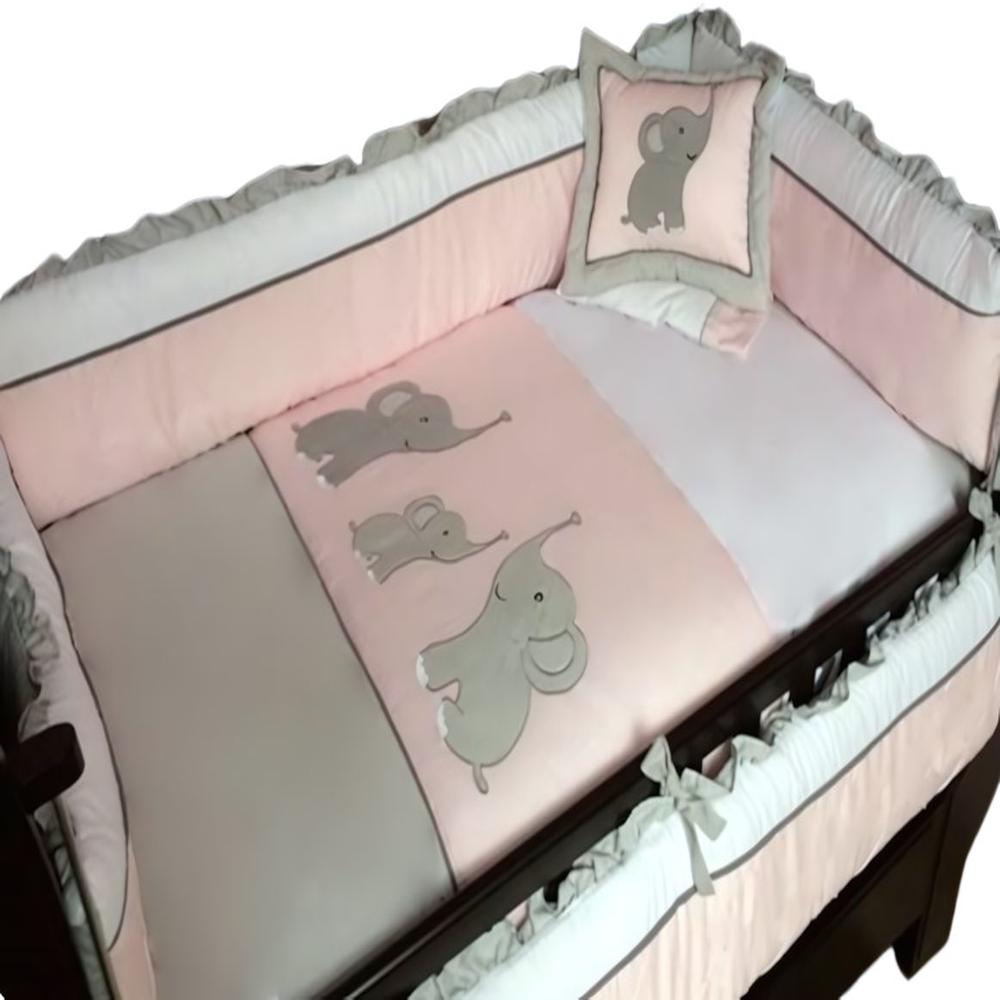 Set de cuna  Diseño Tres elefantitos en color Rosado