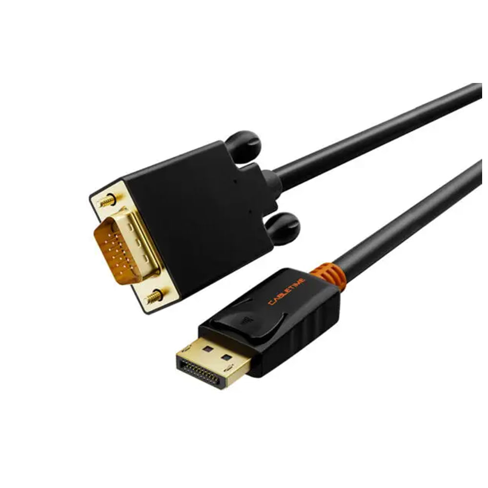 Cable DP a VGA Macho 3m CABLETIME CD35N - Conexión Rápida y Estable para Monitores y Proyectores