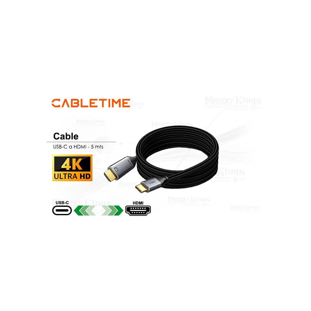 Cable USB-C a HDMI 5m CABLETIME CC10P 4K 60Hz - Conexión de alta calidad para tus dispositivos