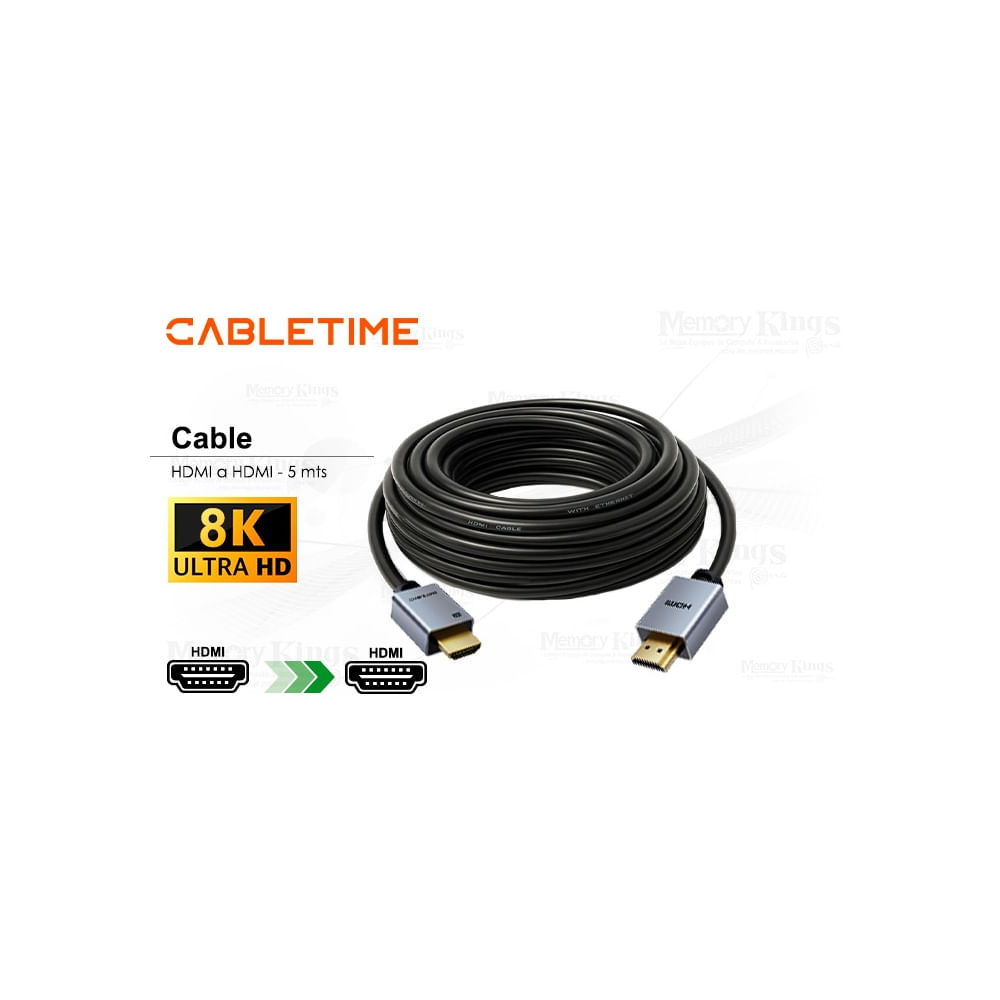 Cable HDMI 5m CABLETIME CH11P 8K 60Hz, alta velocidad y resolución cristalina para tu entretenimien