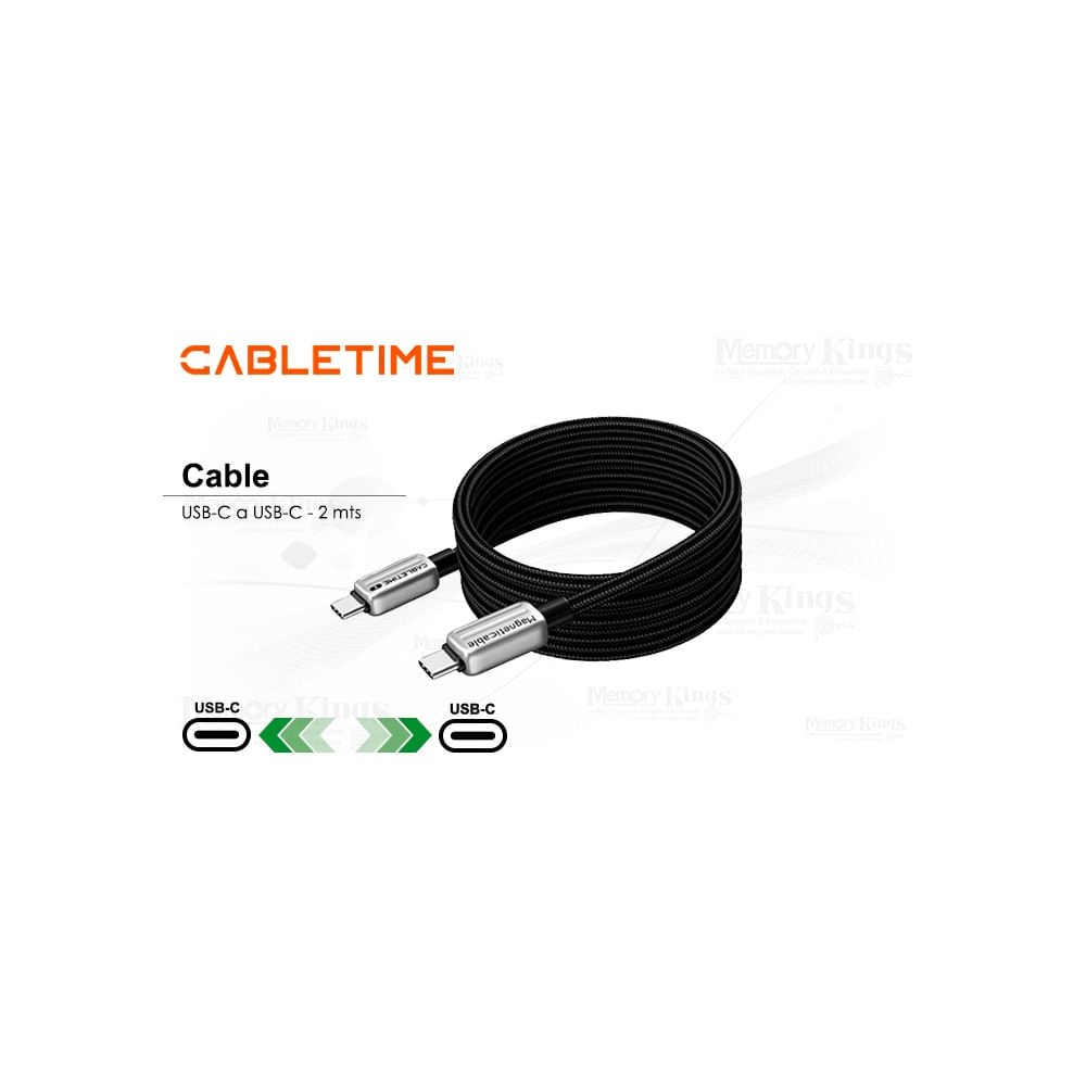 Cable USB-C a USB-C 2m CABLETIME CU08L 240W - Carga rápida y compatible con dispositivos modernos,
