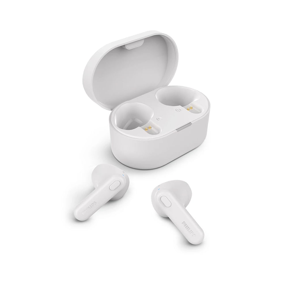 Auriculares Philips True Wireless TAT1138WT - Bluetooth 15H, IPX4, USB-C, Color Blanco, Con Micrófo