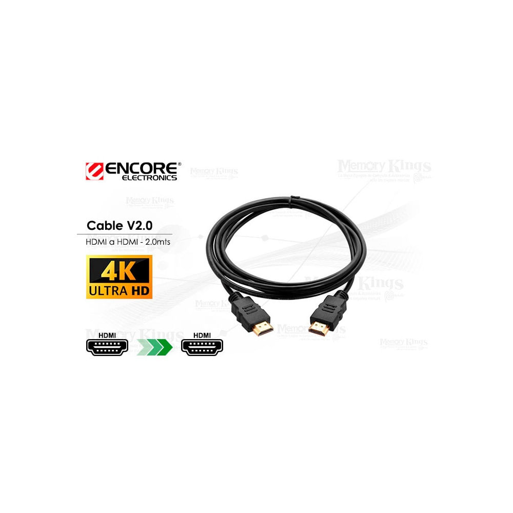 Cable HDMI 2.0 Encore 2 mts - Alta definición 4K, ideal para audio y video de calidad superior