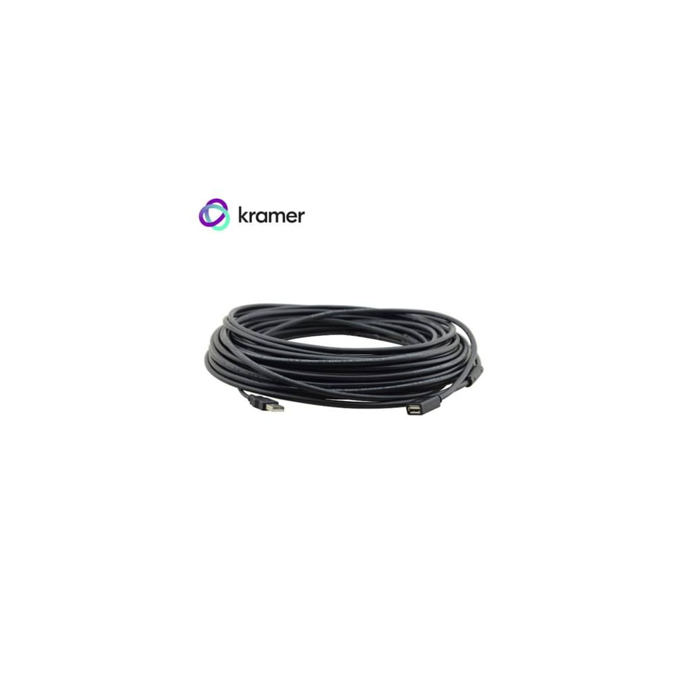 Cable extensor USB 2.0 Kramer CA-UAM/UAF de 25 pies (7.6m) para conexión durable y rápida