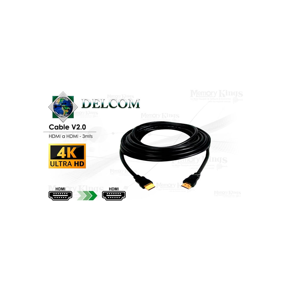 Cable HDMI 3m Delcom UHD 4K/2K | Alta Velocidad y Gran Calidad de Imagen