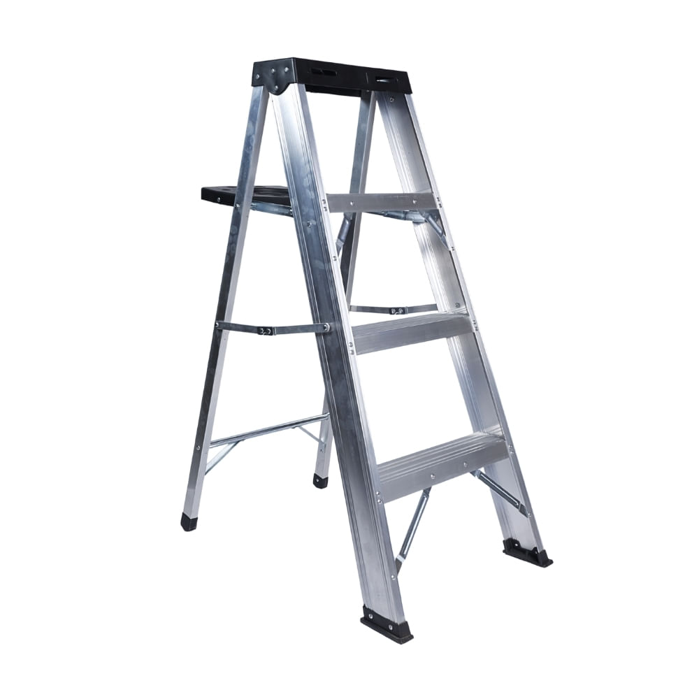 Escalera Tijera 4 Pasos Werken Aluminio Plata
