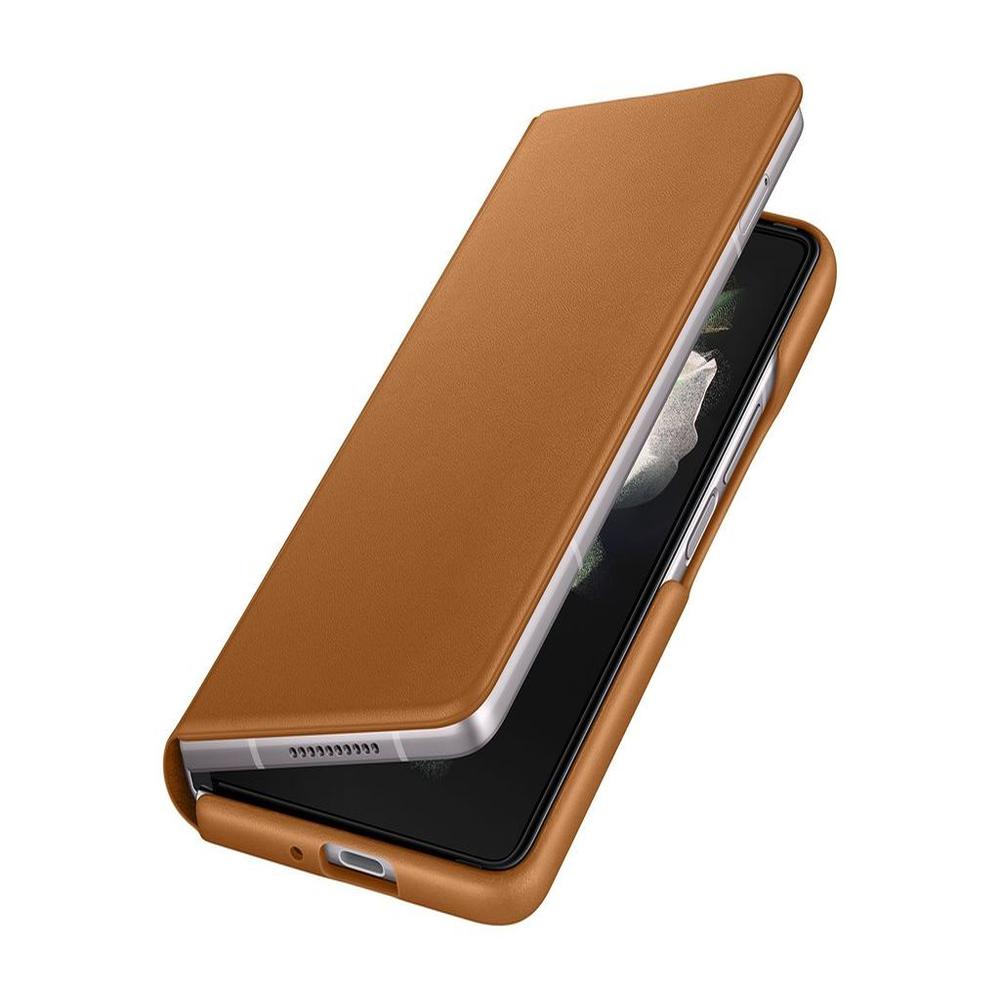 Funda Flip Cover de Cuero Samsung Galaxy Z Fold 3 Original (Mostaza)