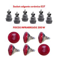 PACK 6 SOCKET CERÁMICO MODELO E27 Y 6 FOCO INFRARROJO 200W