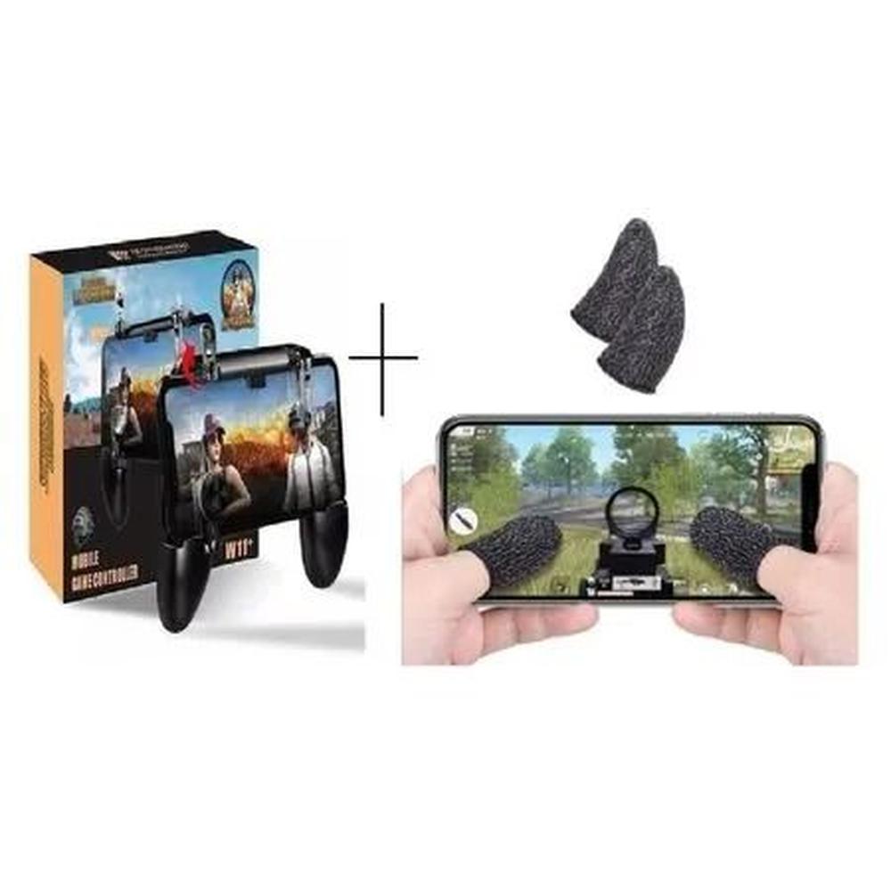 Combo 2 en1 Gatillo Gamepad Grip Pubg Fornite Free Fire + Dedales