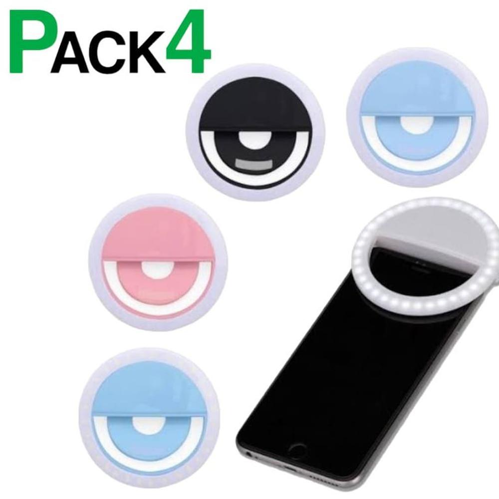 Pack 4 Mini Aro de Luz LEDs Ring Light Selfie para Celular y Más