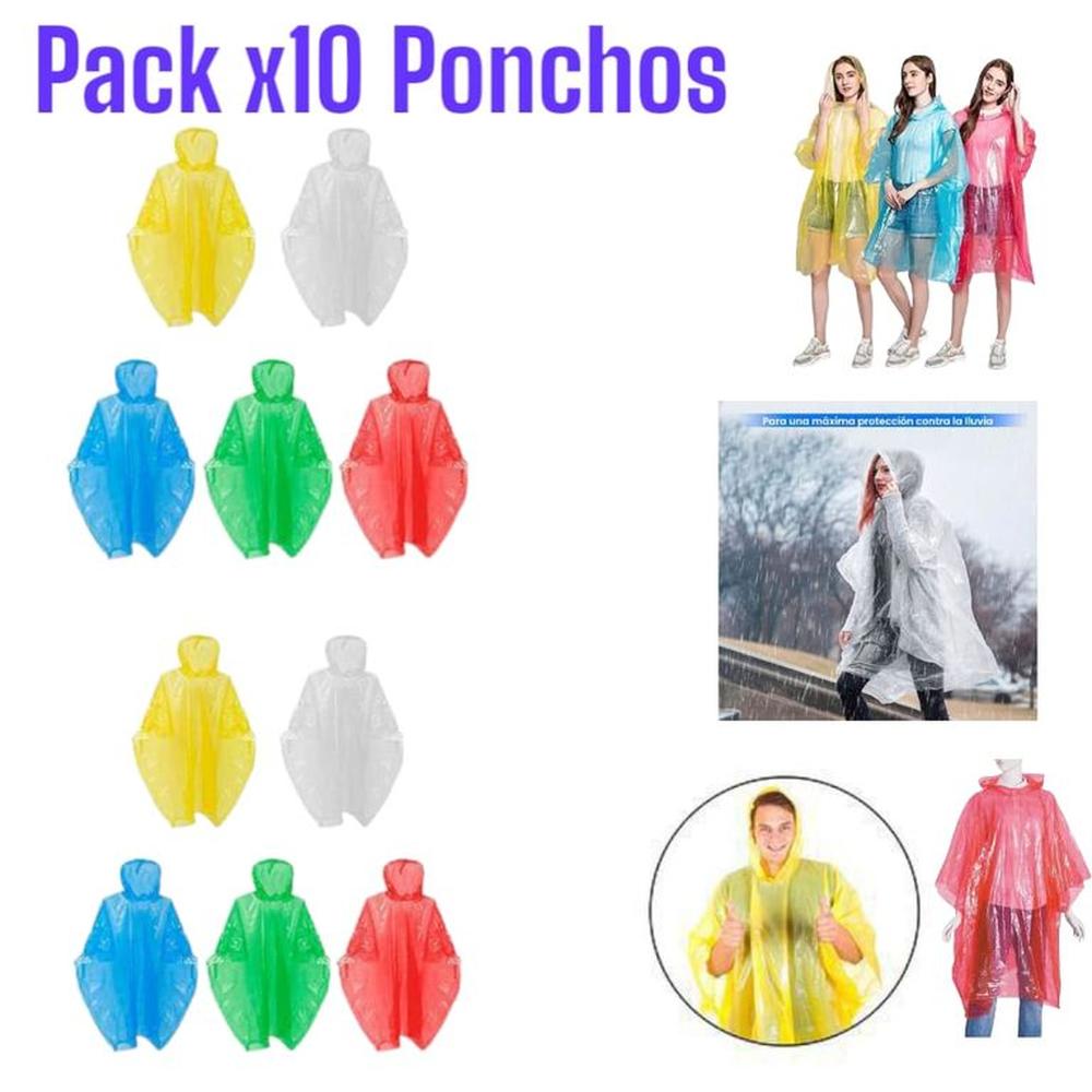 Ponchos para Lluvia y Viento x10  Unisex Compactos y Prácticos