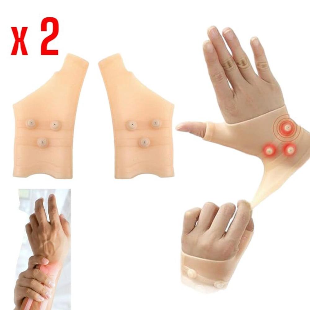 2 Muñequeras Magnéticas Flexibles para Terapia de Mano