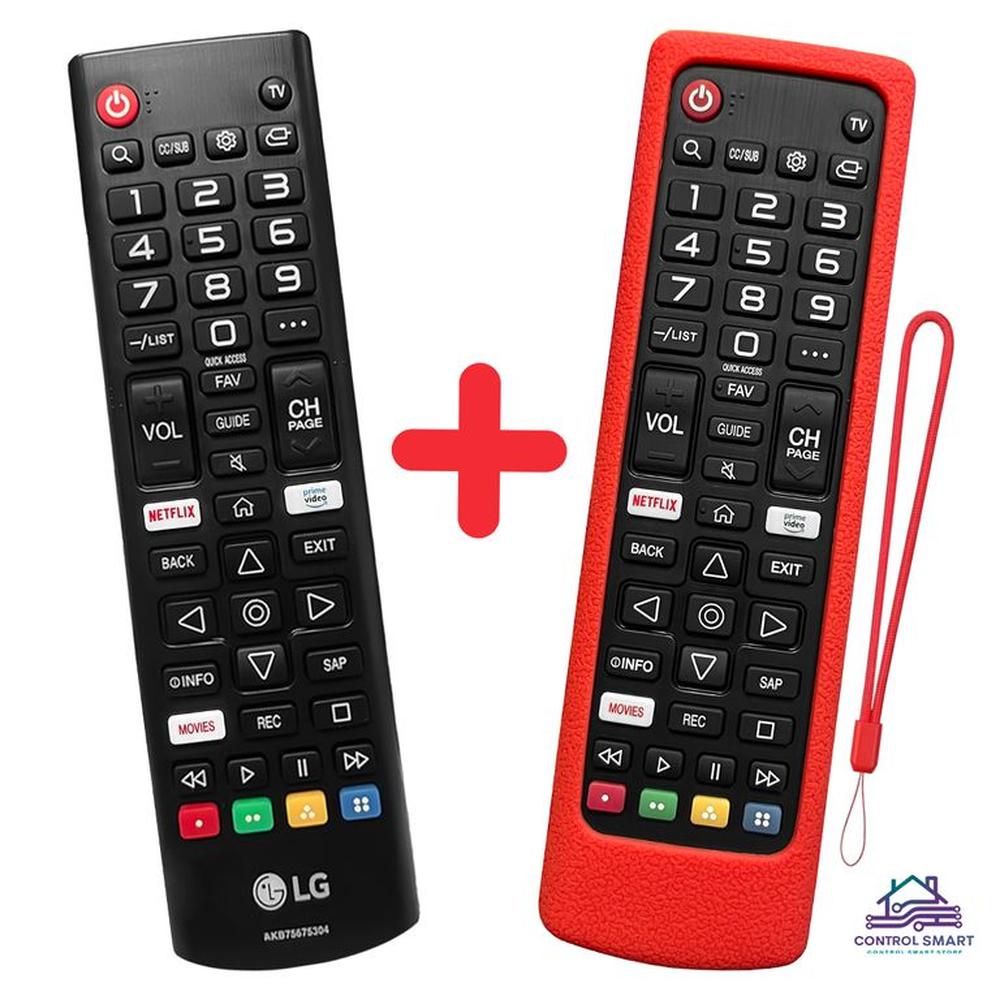 Control LG AKB75675304 para Smart TV + Funda Silicona Roja