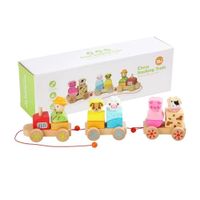 Tren Didáctico de Madera Apilable con Animales de la Granja
