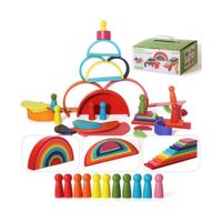 Set Didáctico Bloques de Construcción Arcoíris para Niños
