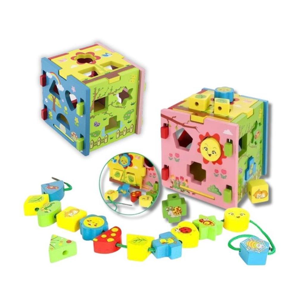 Cubo Didáctico de Enhebrado y Encaje de Colores para Niños