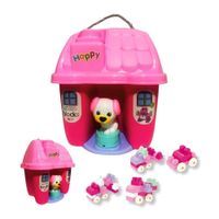 Casa Didáctica Grande con Perrito y 45 Bloques - Rosa
