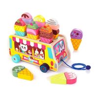 Juguete Montessori Camión Apilamiento de Helados de Madera