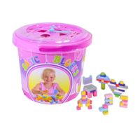 Balde Creativo Rosa con Bloques de Construcción - 100pcs
