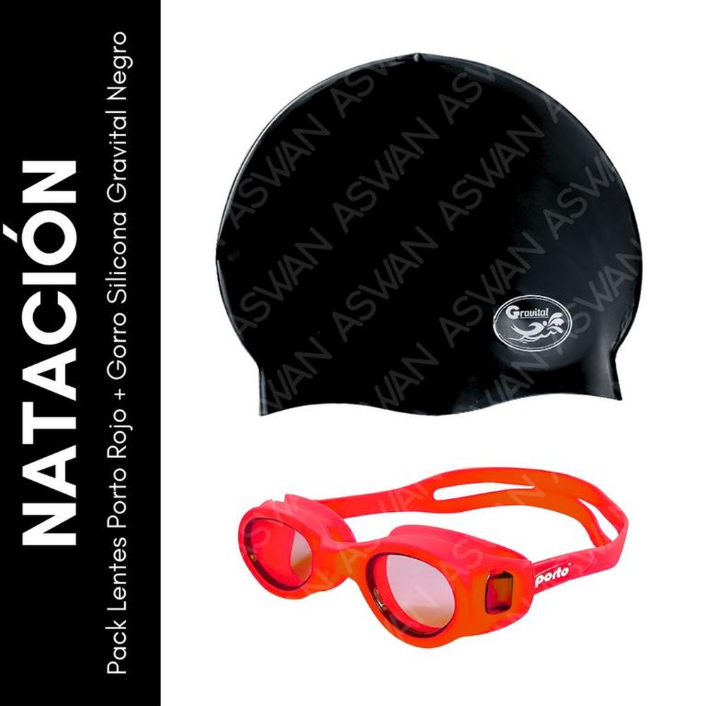 Pack Lentes Porto Rojo + Gorro Silicona Gravital Negro