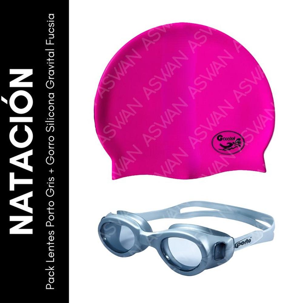 Pack Lentes Porto Gris + Gorro Silicona Gravital Fucsia