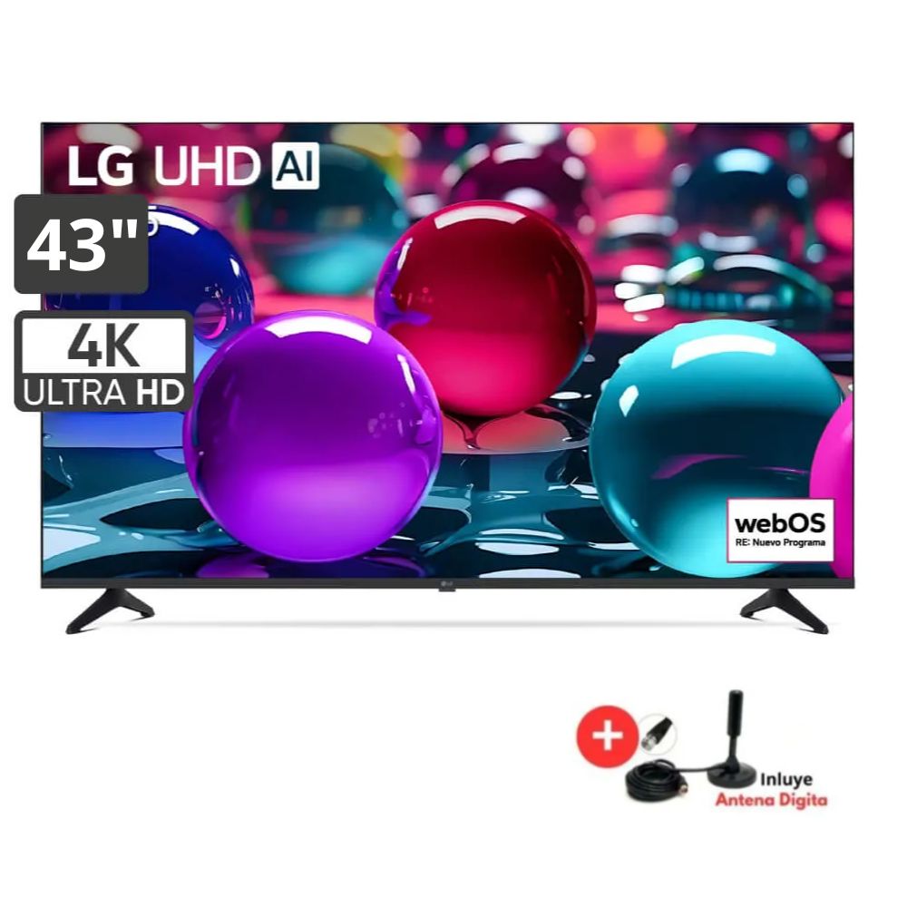 Televisor Smart UHD 43 pulgadas LG AI 4K 43UA7300PSB 2025 + Antena Digital