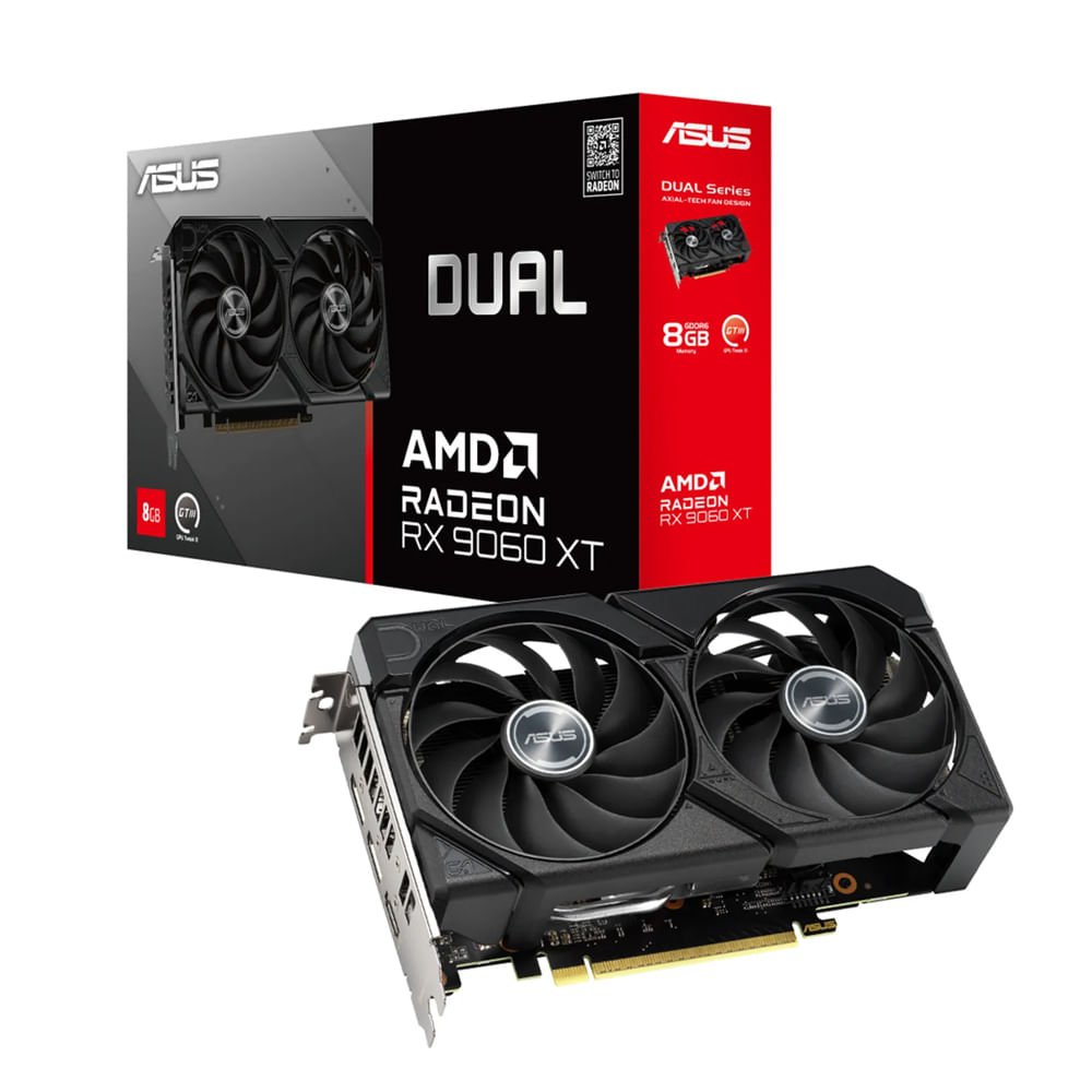 Tarjeta de Video ASUS DUAL RX 9060 XT 16GB GDDR6 Blancas con HDMI y DP para Gaming