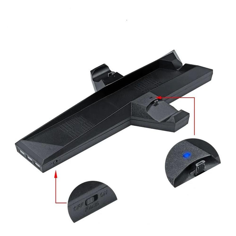 Base Vertical 2Cooler y Base para Carga de Mandos y 3USB  para PS4