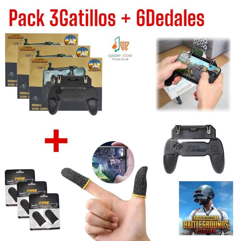 Pack 3Gatillos W11 Controlador Gamepad PUBG Joystick + 6Dedales