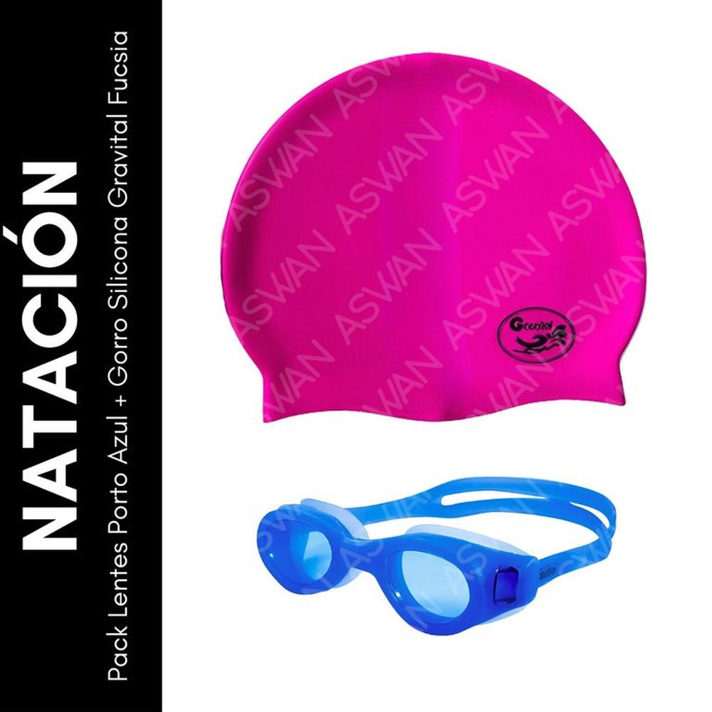 Pack Lentes Porto Azul + Gorro Silicona Gravital Fucsia