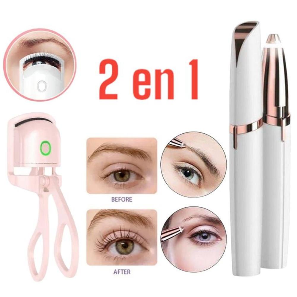 Combo Depilador Rasurador de Cejas y Rizador de Pestañas Termico
