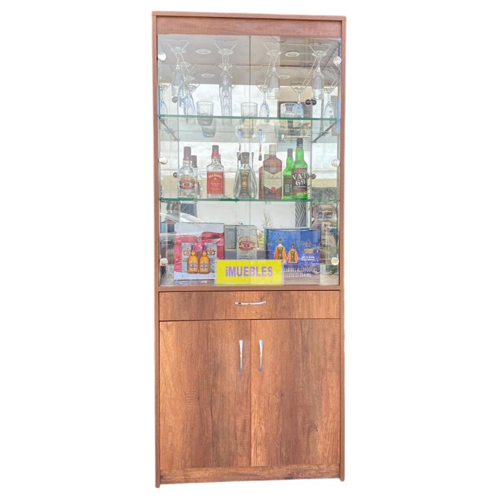 Vitrina, Bar, Luces Led Melamina Color Caramelo