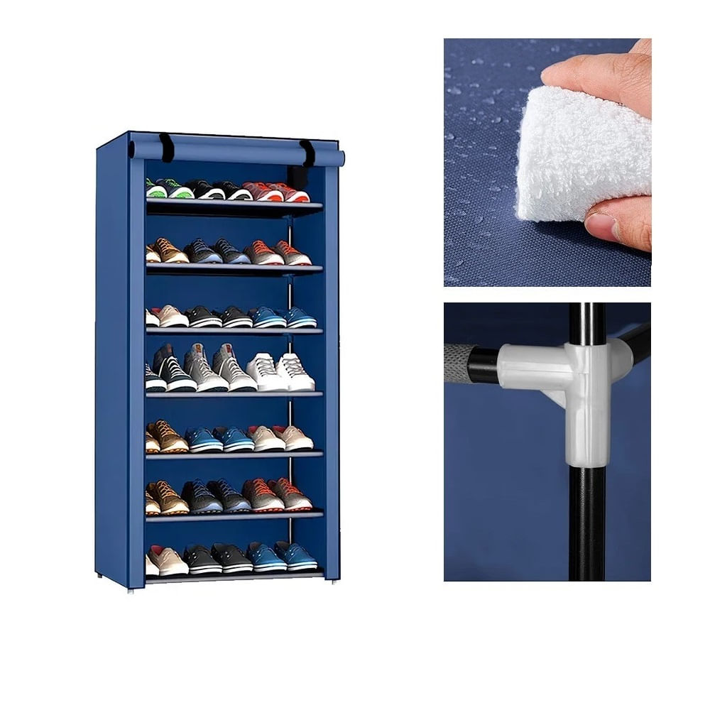 Zapatera de Tela de 7 Niveles Azul