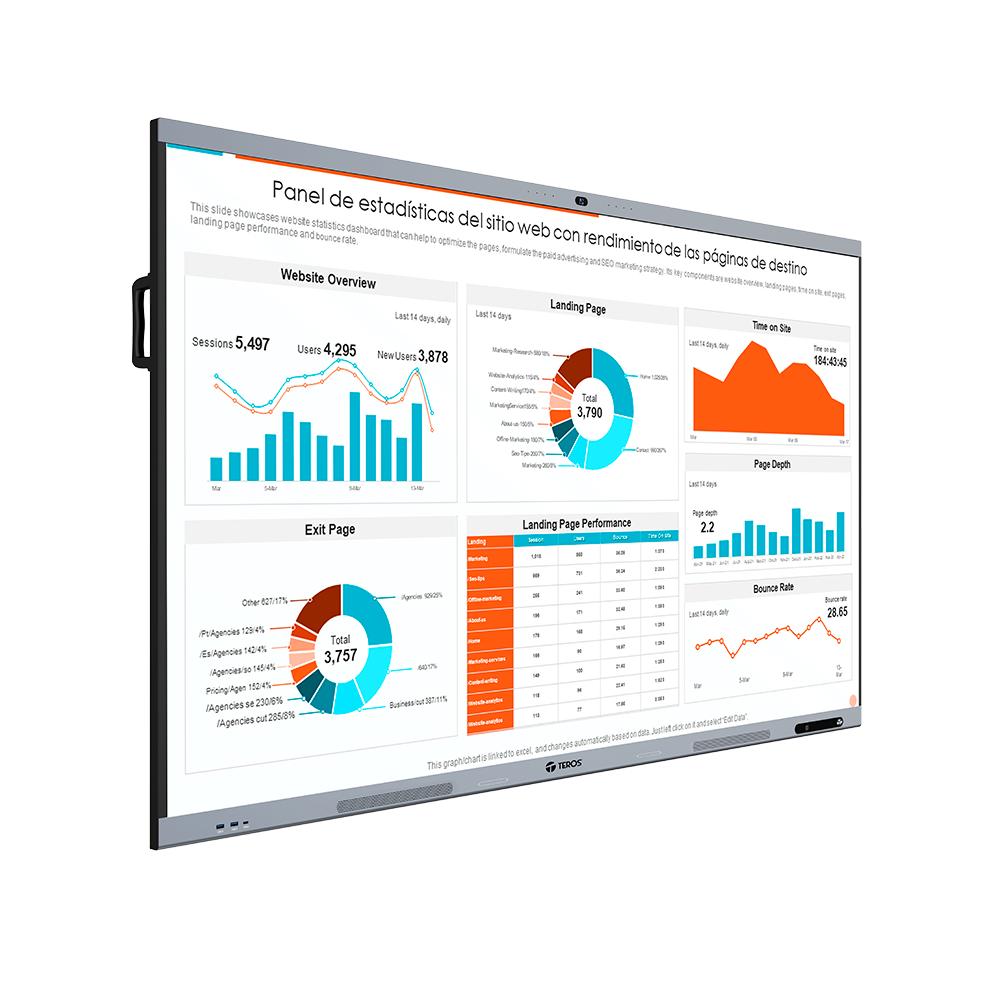 Pantalla táctil interactiva Teros TE7511W de 75"" 4K IPS, 8 GB, Android 14, perfecta para presentaci