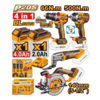 Kit Ingco Percutor 66NM + Llave Impacto 500NM + Sierra Circular 140MM + Multiherramienta COSLI241169