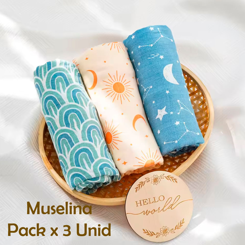 Manta Muselina para Bebé 100% Algodón Pack x 3 Unidades SMT54