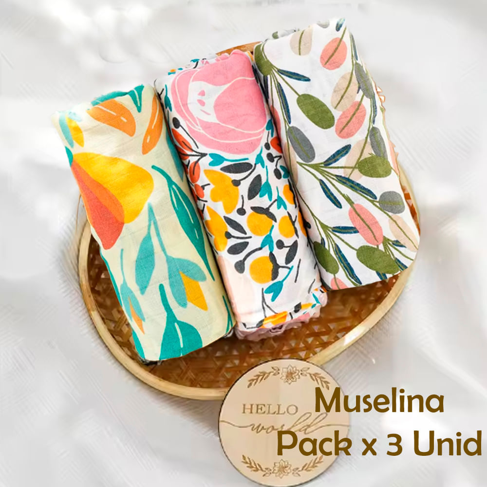 Manta Muselina para Bebé 100% Algodón Pack x 3 Unidades SMT44
