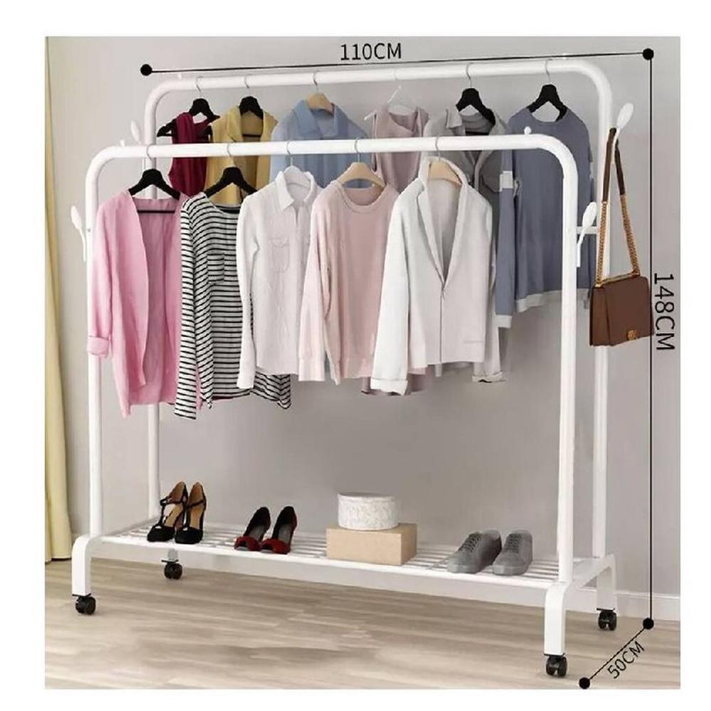 Estante Organizador Ropa Perchero Con Ruedas PB  BLANCO