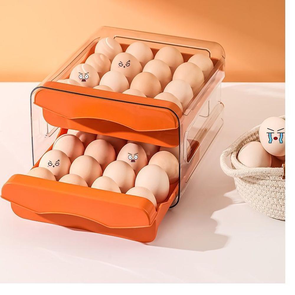 Porta Huevos Organizador Dos Niveles Naranja