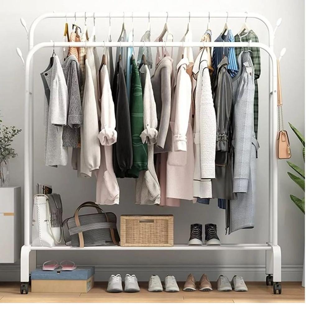 Perchero Organizador con Barra Doble Con Ruedas